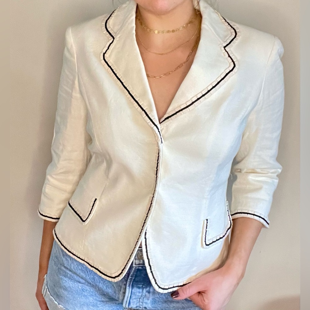 90s Prep Vintage Creamy White Blazer - Anne Klein